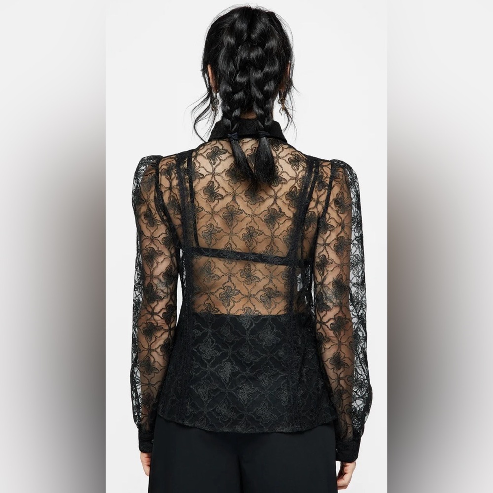 Disturbia Black Lace Butterfly Blouse - Picture 2 of 6